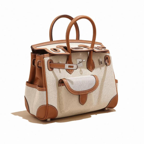 Brown & White High end Cargo Pocket Platinum Bag